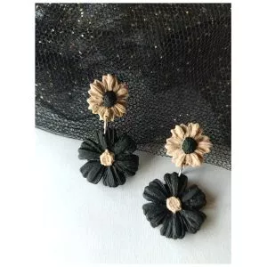 Twin Flower Earrings in Monochrome