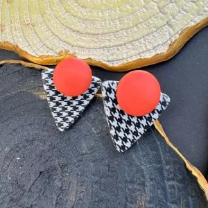 Houndstooth Strawberry Triad Earrings