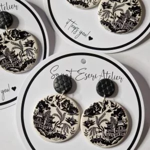 Black and White Round Signature Earring