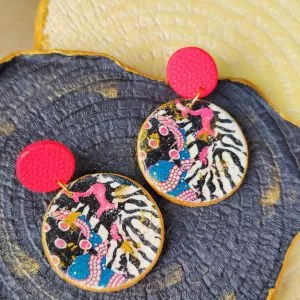 Multi-Colored Abstract Circle Earring